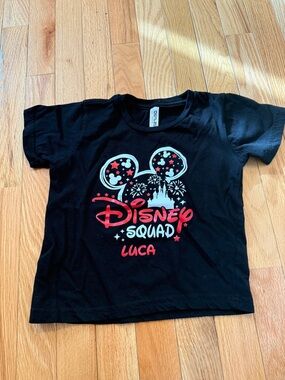 Black Kids T-Shirt with Red & White Disney Squad Graphic includes name Luca